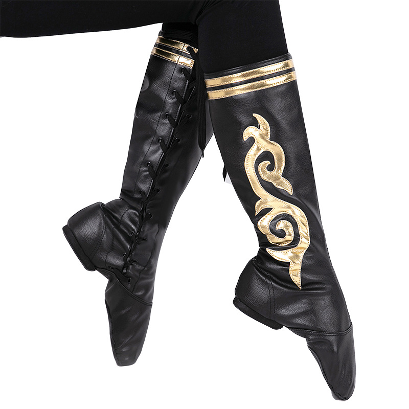 Botas de jazz mongol danza vaca arte examen botas de cuero danza Xizanga danza nacional botas altas rendimiento