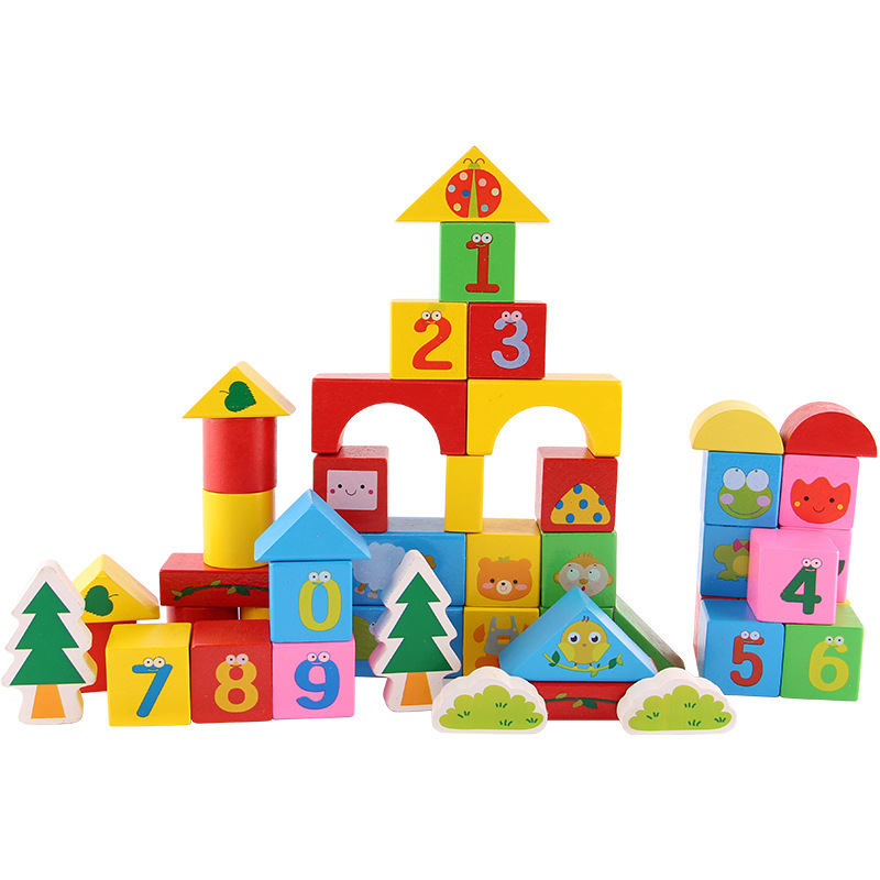 Bloques de construcción para niños rompecabezas de Madera Juguetes ensamblados bebé barril 1-3 años Niña niño al por mayor