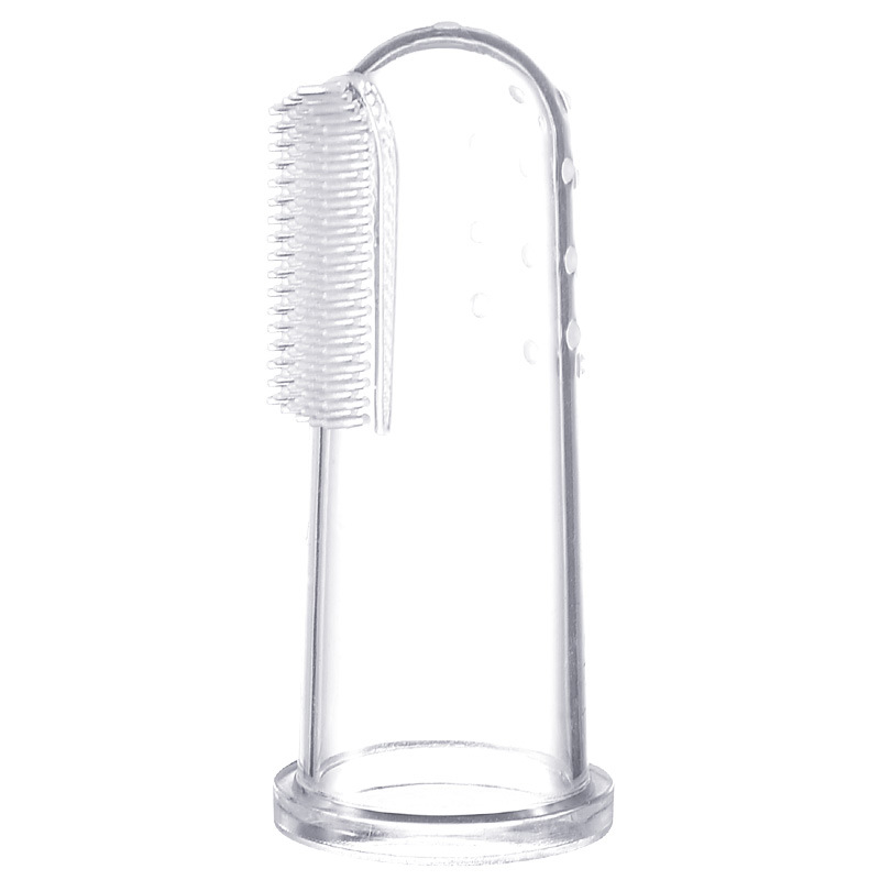 Cepillo de dientes de silicona para bebés Cepillo de dientes de manga de dedo Piel suave Revestimiento de lengua de silicona Limpieza oral Cepillo de dientes de mama en caja Embalaje inglés