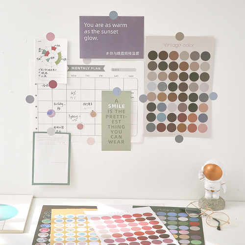 Multifunctional basic mark, pocket decoration sticker, basic material Morandi, postmark dot pocket sticker