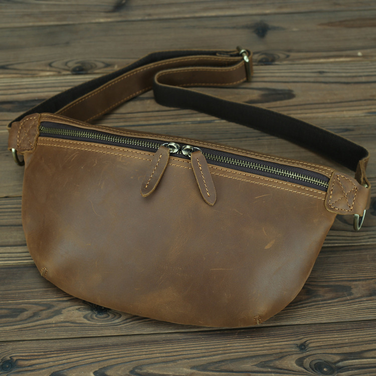 Guchao Ke verano nuevo estilo bolso de cuero para hombre bolso de pecho de cuero de caballo loco retro capa de cuero bolso de mensajero de hombro bolso de marea