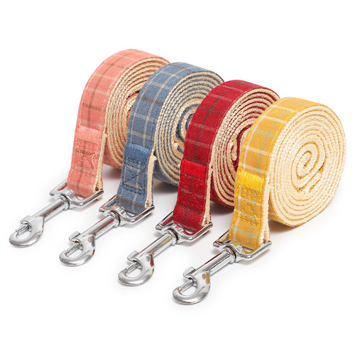 Pet leash wholesale Pipitao second generation upgraded version Korean version two-color plaid imitation nylon dog leash