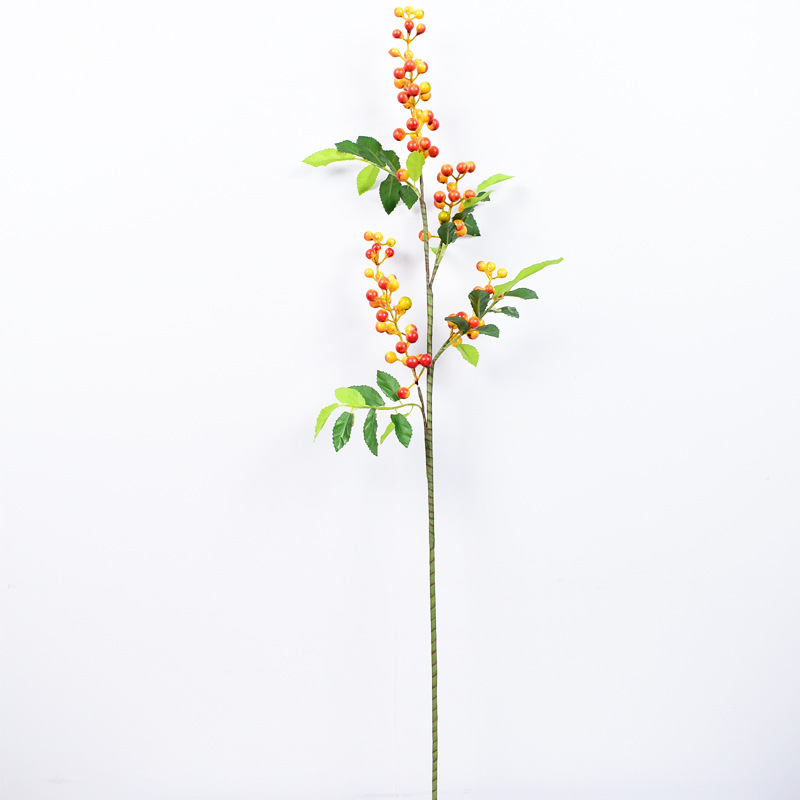 4 tenedor con hojas de espuma de simulación de fruta roja baya fruta roja fortuna decoración del hogar boda transfronteriza baya de Navidad flor falsa