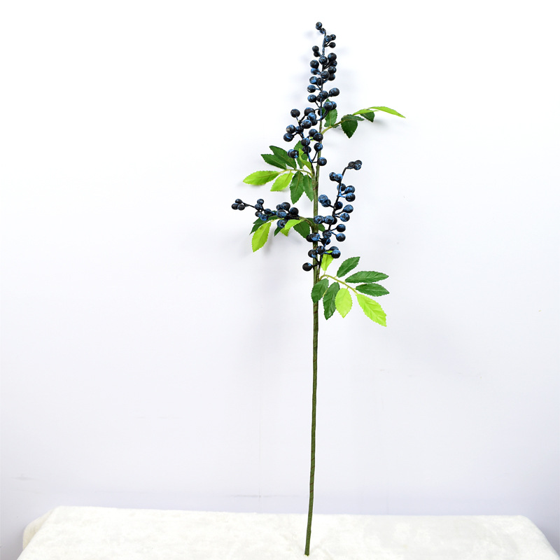 4 tenedor con hojas de espuma de simulación de fruta roja baya fruta roja fortuna decoración del hogar boda transfronteriza baya de Navidad flor falsa