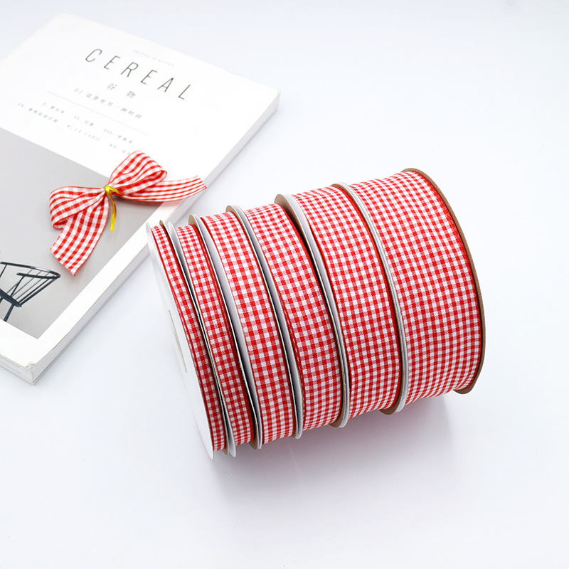50 yards multi-size red plaid ribbon cake box dessert baking ribbon strap gift packaging ribbon wholesale