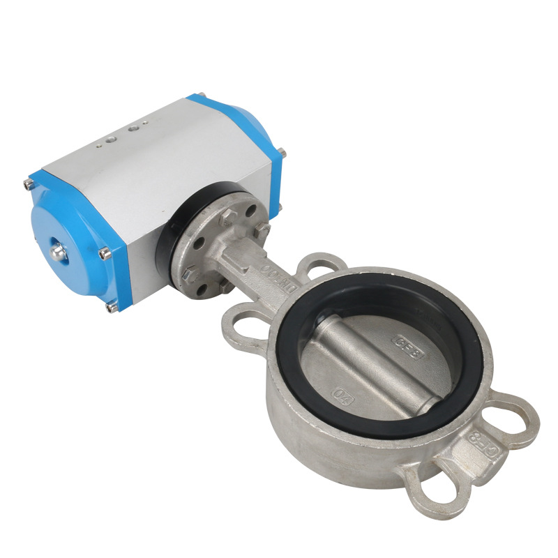 D671XP-16P对夹式气动不锈钢蝶阀 EPDM三元乙丙阀座 GT型气动头