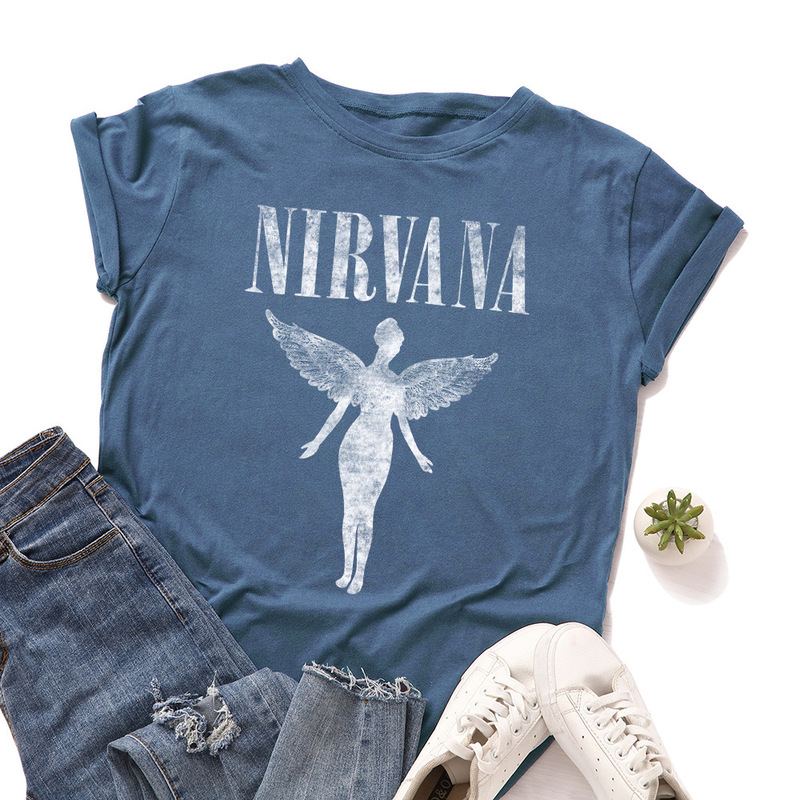 2020 European and American Amazon Cross-Border Clothing Nirvana Angel Ebay Wish Export Short-Sleeved Cotton T-Shirt for Women 2020 European and American Amazon Cross-Border Clothing Nirvana Angel Ebay Wish Export Short-Sleeved Cotton T-Shirt for Women