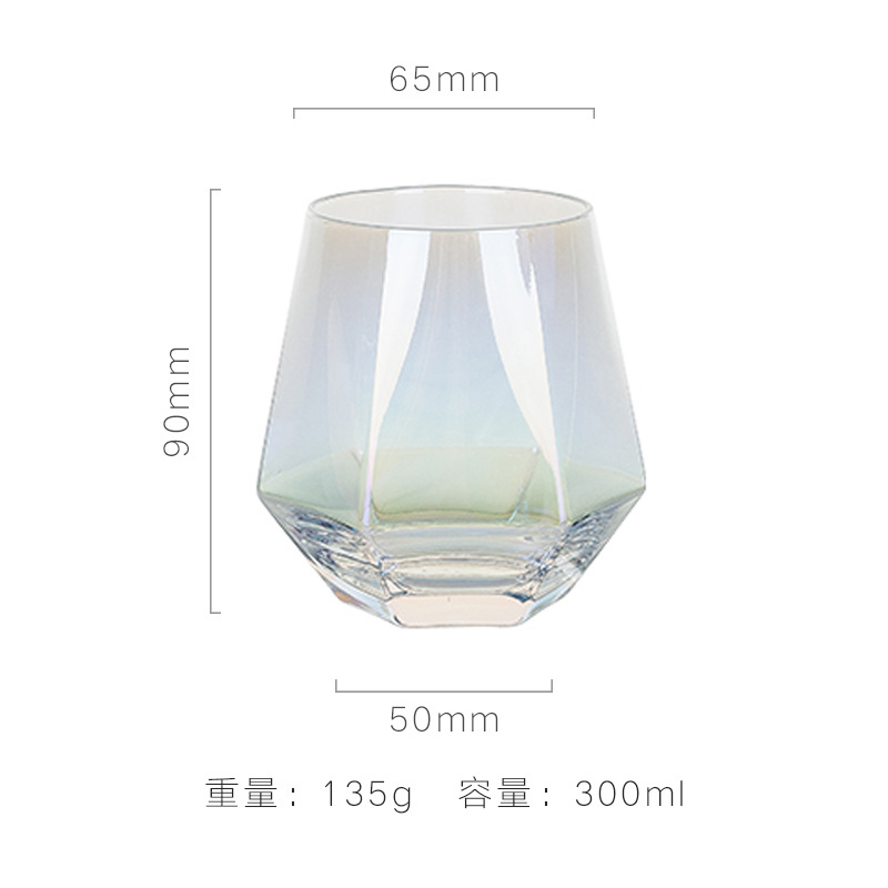 Lu Jing creativo borde de oro hexagonal copa de vino copa de whisky taza octogonal copa de vino extranjero copa de cóctel de jugo