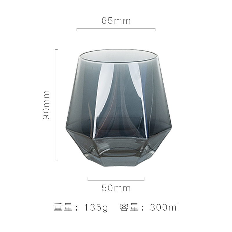 Lu Jing creativo borde de oro hexagonal copa de vino copa de whisky taza octogonal copa de vino extranjero copa de cóctel de jugo