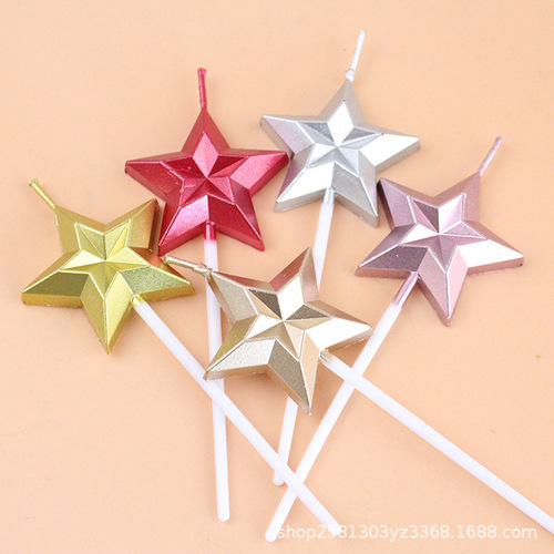 Wholesale Diamond Heart Candles Creative Romantic Party Birthday Cake Candles Golden Love Shaped Pentagram Candles