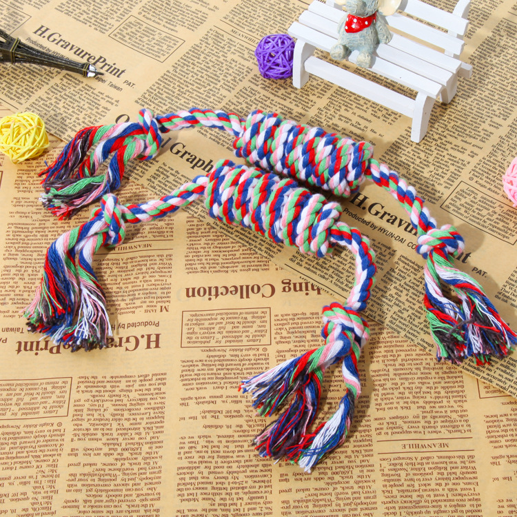 Venta directa de fábrica de juguetes de cuerda de algodón de caramelo para mascotas Teddy Dog Corgi molares resistentes a morder nudos de ratón juguetes de nudo trenzado