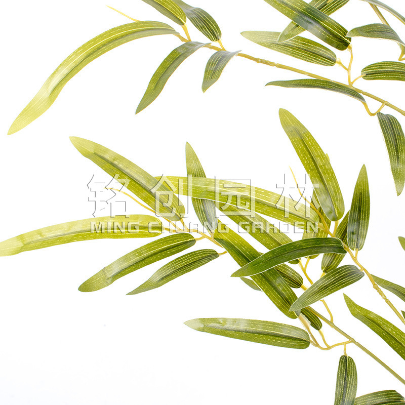 Nuevo paisajismo de plantas verdes de estilo chino, accesorios decorativos de hojas de bambú miniatura simuladas, simulación tridimensional de alta calidad.