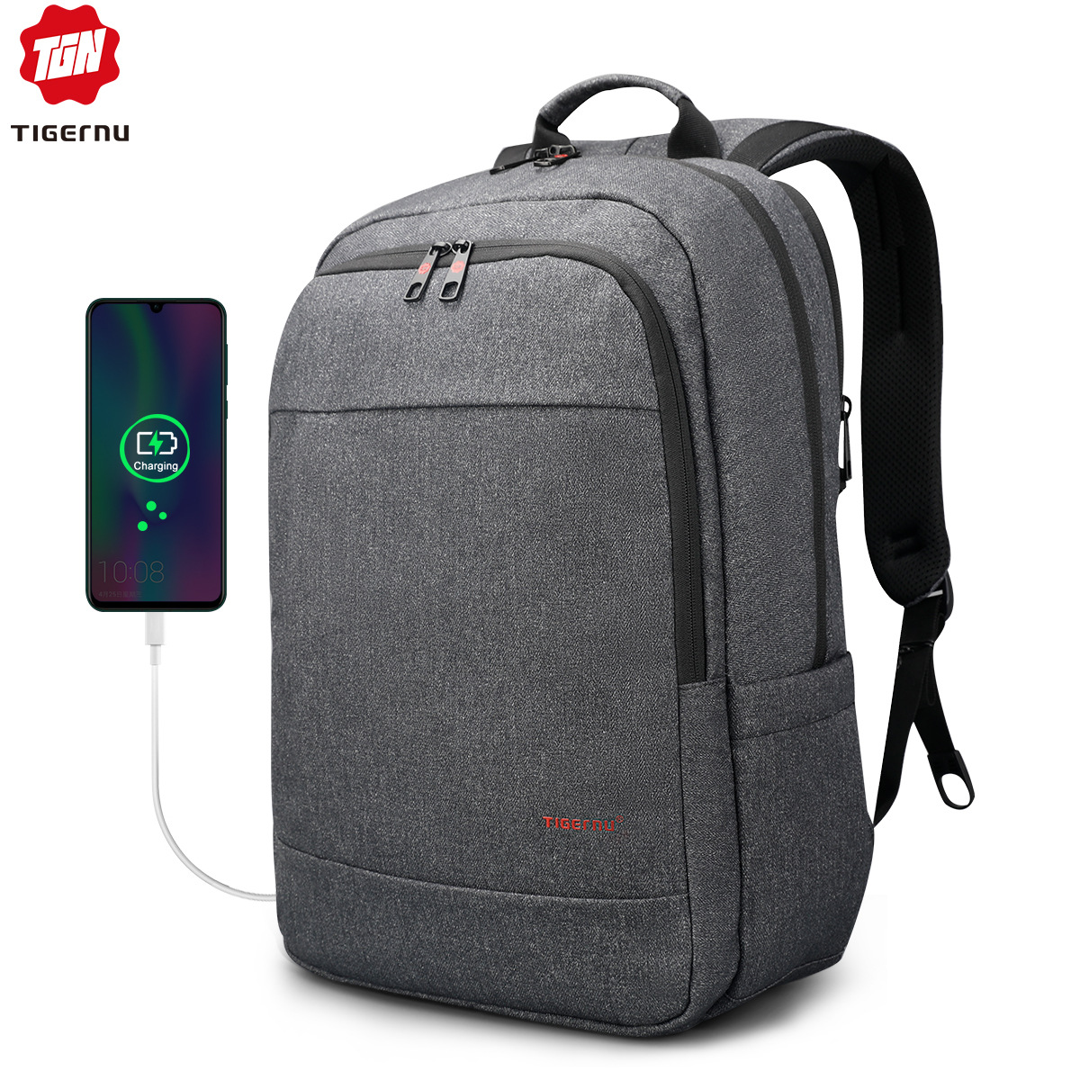 Tigernu Multi-function USBCharging Backpack Shiling Water-repellent Casual Business Laptop Bag