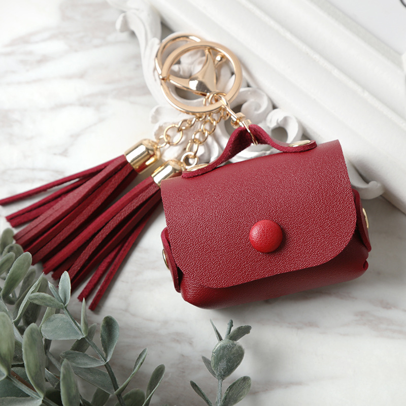 Bolso de cuero de la borla de las ventas directas de la fábrica para el caso del auricular de los airpods de Apple