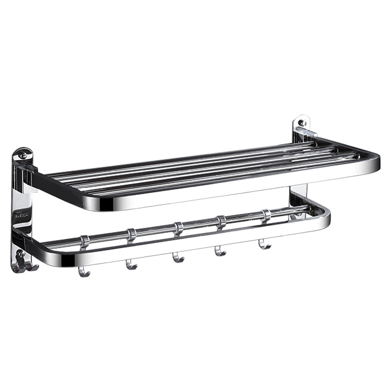 304 de acero inoxidable plegable toallero baño toallero de acero inoxidable rack de almacenamiento multifuncional sin perforar