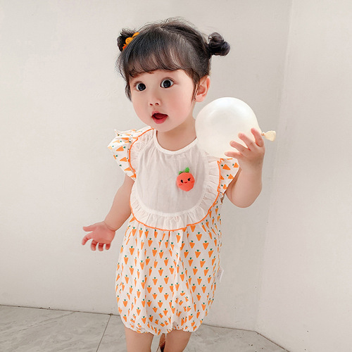 Baby Sleeveless Jumpsuit Summer New Style Baby Girl Printed Jumpsuit Children's Flying Sleeve Covered Romper 9670