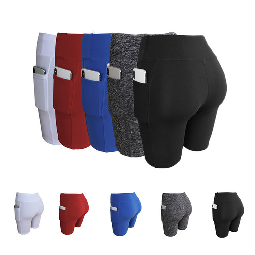 European and American solid color high waist hip lifting running quick dry outdoor fitness leisure yoga cycling leggings tennis shorts for women