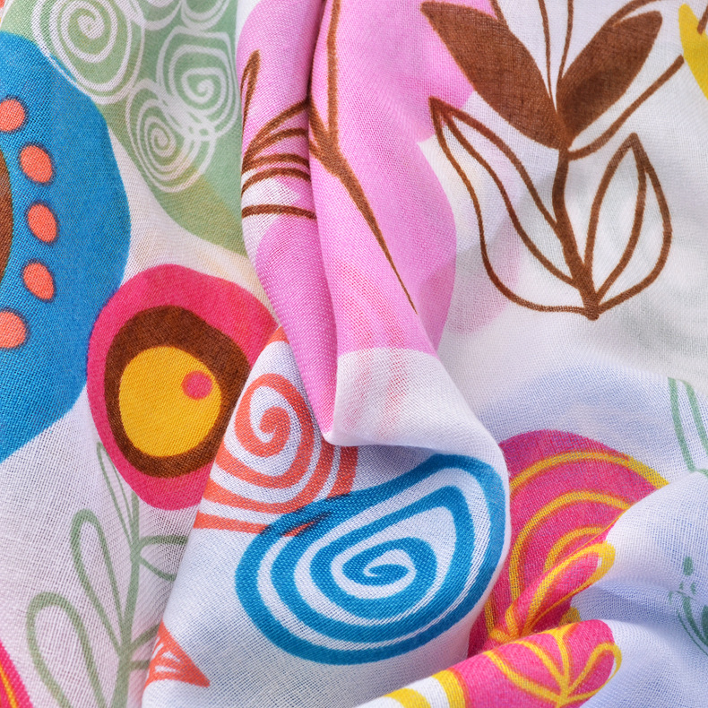 Estilo japonés coreano planta flor dibujos animados algodón y lino bufanda de seda Rosa fresco edad-reducción protector solar chal Toalla de playa