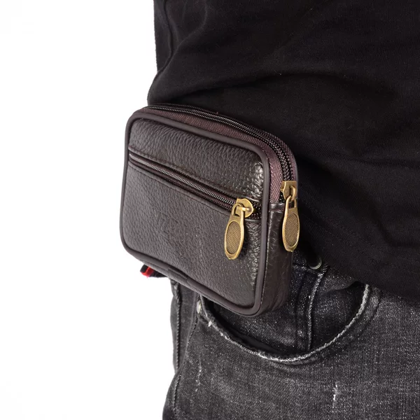 Cross-border manufacturers supply cowhide wallet waist bag business leather mobile phone bag thin wear belt a generation of hair