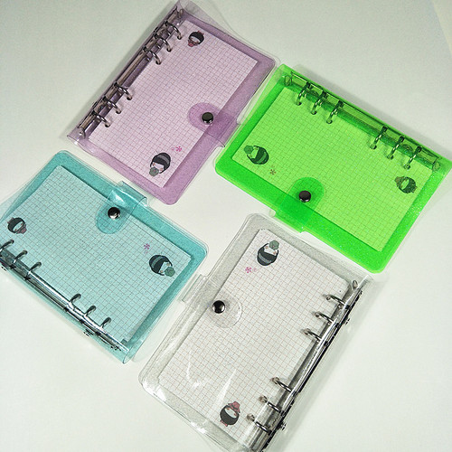 Multi-color glitter transparent PVC loose-leaf shell, literary and fresh A5A6A7 six-hole loose-leaf book, travel notebook