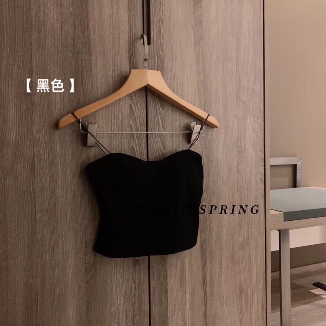 Pintura al óleo Hilo de niña de algodón belleza espalda pequeña camisola de mujer envuelta en el pecho tubo superior camisola sin costuras con almohadilla en el pecho Baita