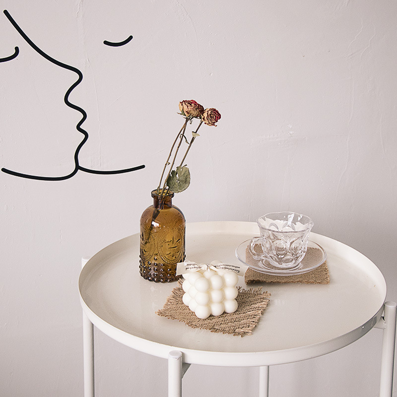 INS yute arpillera estera de la vendimia FOTOGRAFÍA decoración apoyos fondo estilo coreano aromaterapia vela posavasos