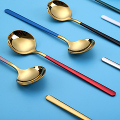 304不鏽鋼勺子網紅圓頭勺 韓式勺兒童餵養勺冰淇淋勺高檔酒店用品