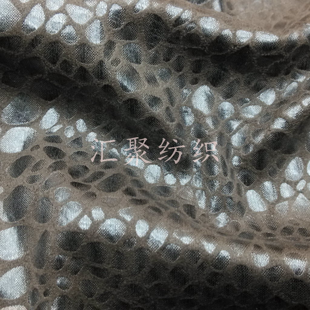 麂皮绒烫金面料 烫金            蛇皮纹烫金布