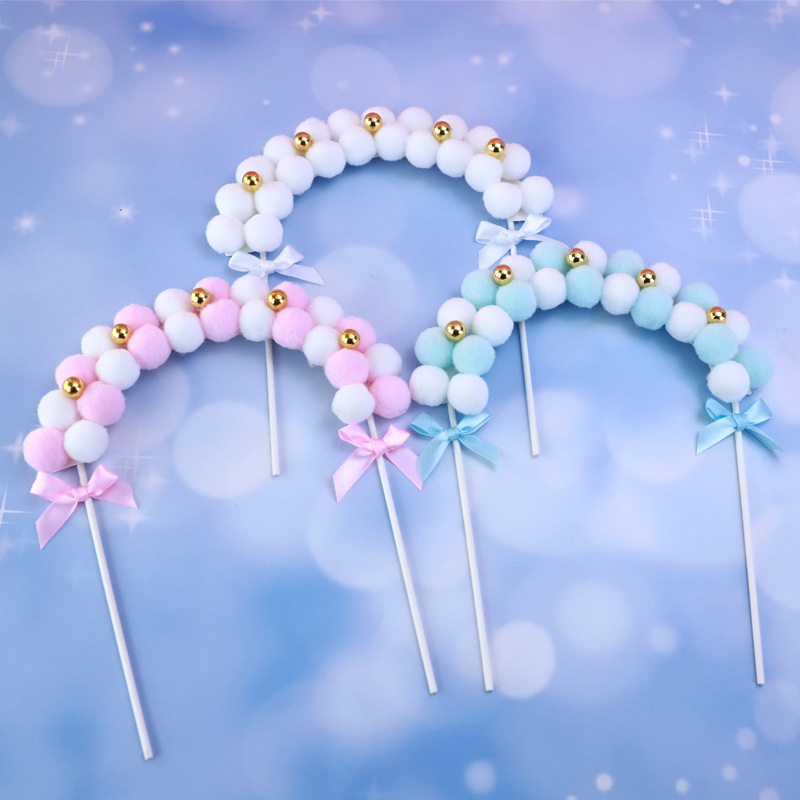 Cake Decorating Birthday Cake Baking Plug-in Cyber Celebrity ins Arch Hair Ball Cake Decorative Accessories