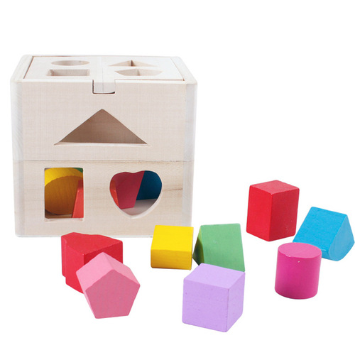 Wooden 13-hole intelligence box Shape matching building blocks 13-hole shape box Early education puzzle shape delivery box