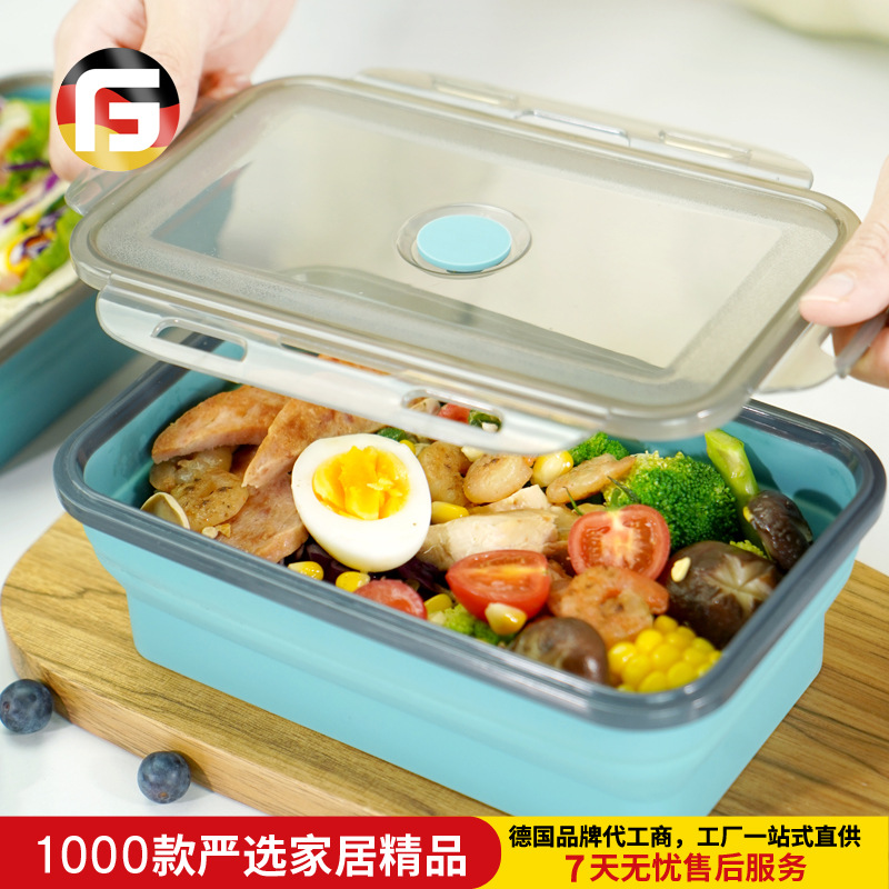 Portable Foldable Silicone Lunch Box Heat-Resistant Microwave Lunch Box Fresh-Keeping Box Sealed Leak-Proof Baby Food Supplementary Box