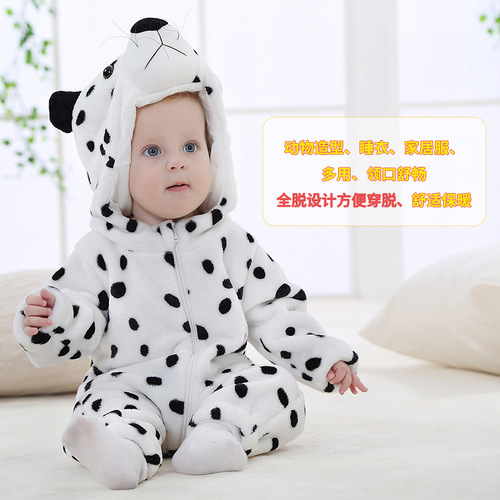 MICHLEY cross-border baby jumpsuit newborn clothes infant and toddler clothes baby flannel animal crawling suit