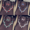 Crystal, jewelry for bride, silver necklace and earrings, set