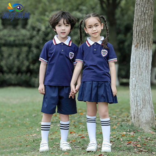 Lanyang Bei Bei School Uniform Set Primary School Summer Short Sleeve School Uniform Kindergarten Performance Clothes Junior High and High School Class Uniform