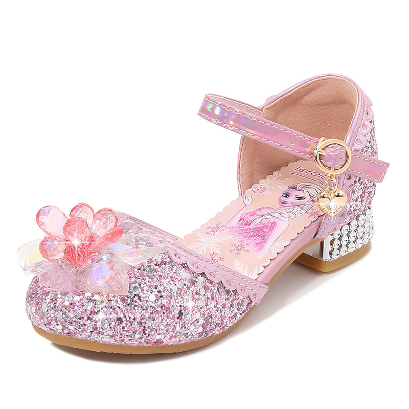 Zapatos de princesa para niños de verano para nuevas niñas Sandalias de tacón alto para niños medianos y grandes zapatos de cristal de moda para niñas