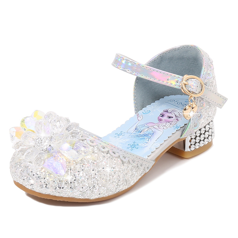 Zapatos de princesa para niños de verano para nuevas niñas Sandalias de tacón alto para niños medianos y grandes zapatos de cristal de moda para niñas