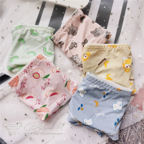 【80-120】333 ice silk printed cute women’s underwear low-waist milk silk comfortable printed women’s underwear