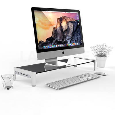 Best-selling tempered glass with USB fast charging desktop finishing keyboard storage stand computer lifting platform base