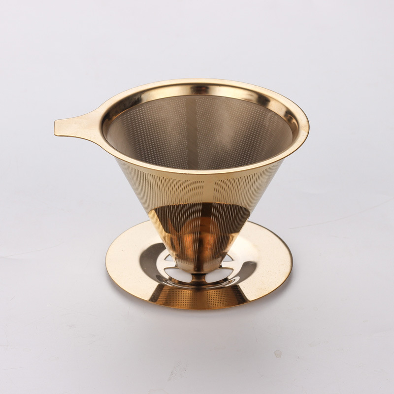 304 Food-grade Stainless Steel Integrated Coffee Filter Golden Hand-brewed Coffee Leak Household Drip Coffee Filter Cup