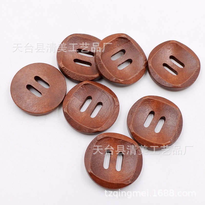 Manualidades decorativas de madera de bricolaje 3cm retro marrón abrigo botón cortavientos de madera 10 por paquete