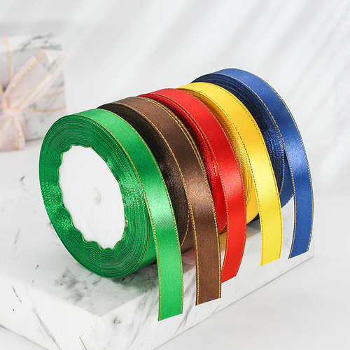 Manufacturer wholesale 1.5 cm gold edge ribbon ribbon gift box packaging ribbon ribbon webbing DIY ribbon