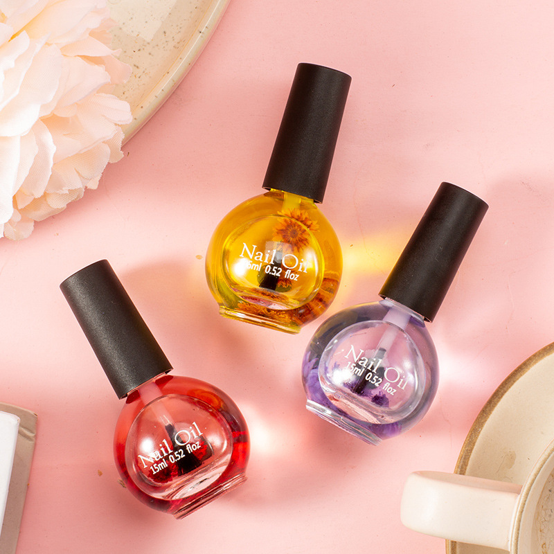 Concubina de uñas aceite de Nutrición de flores secas 15ML Cuidado del borde de las uñas Aceite hidratante anti-púas aceite de Nutrición de flores secas