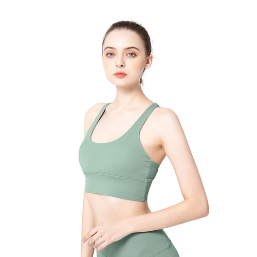 Cross back shaping European and American push-up sports bra, cloud-like breathable fitness large size yoga bra with thin straps for women