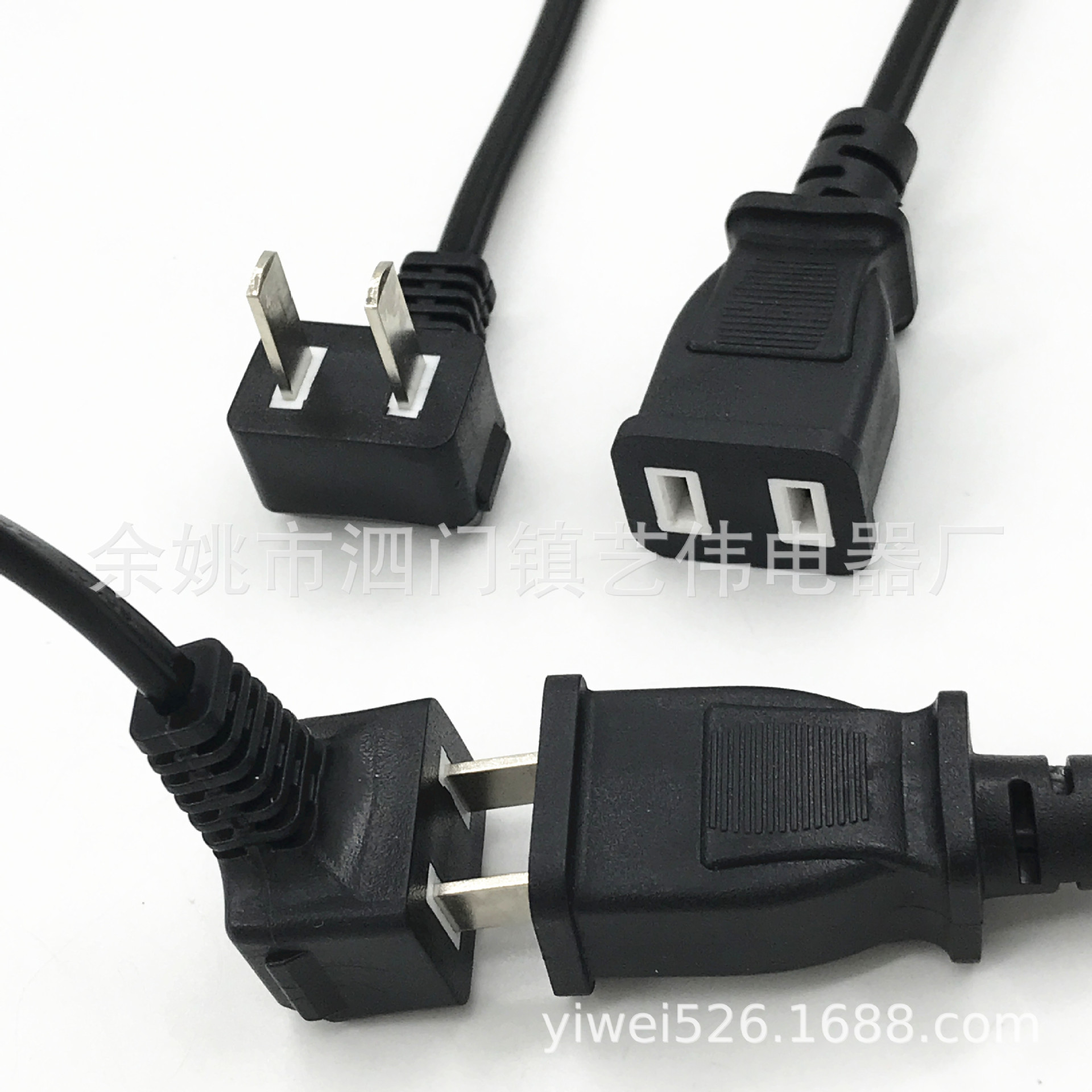 16A国标电源线带品字尾插头电脑插头三芯90度弯头国标工具两插