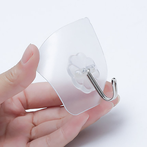 Simple and powerful kitchen and bathroom wall plastic seamless transparent hook waterproof punch-free seamless hook