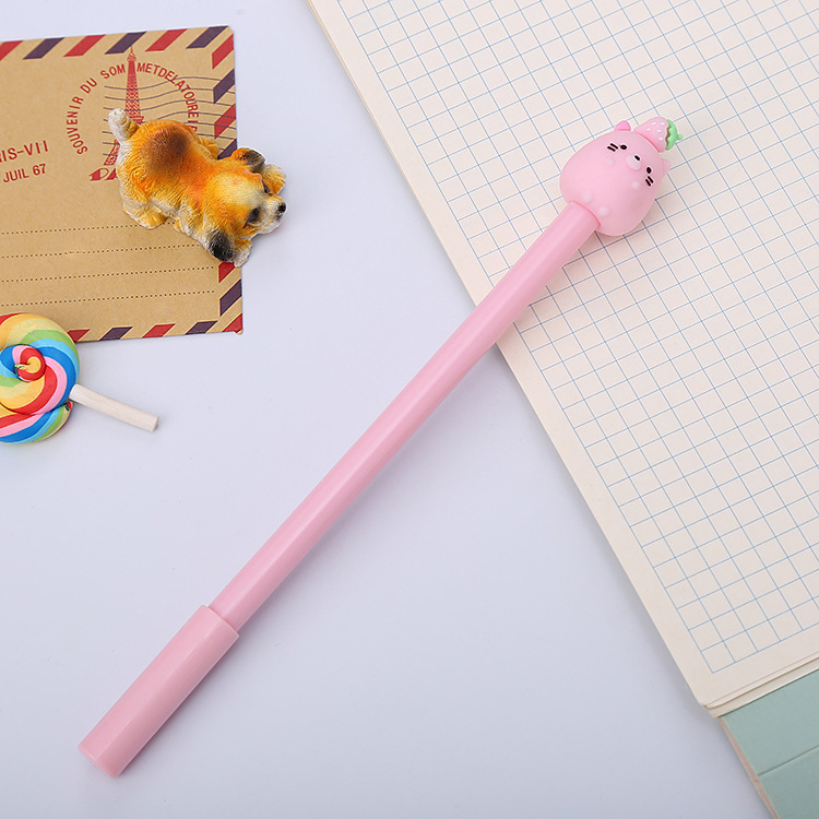 Creativo animal fruta pluma de gel estilo coreano negro estudiante examen pluma de agua lindo dibujos animados Oficina firma pluma