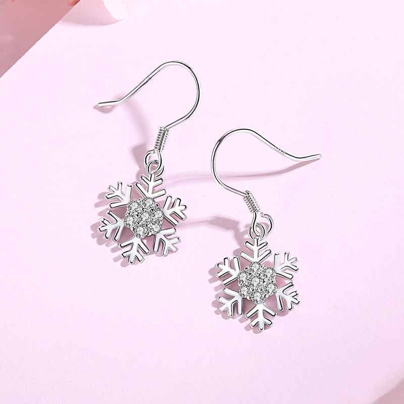 S925 copo de nieve pendientes de cristal de hielo de plata de ley de las mujeres pendientes de borla simples elegantes 2020 nuevos pendientes de moda regalo