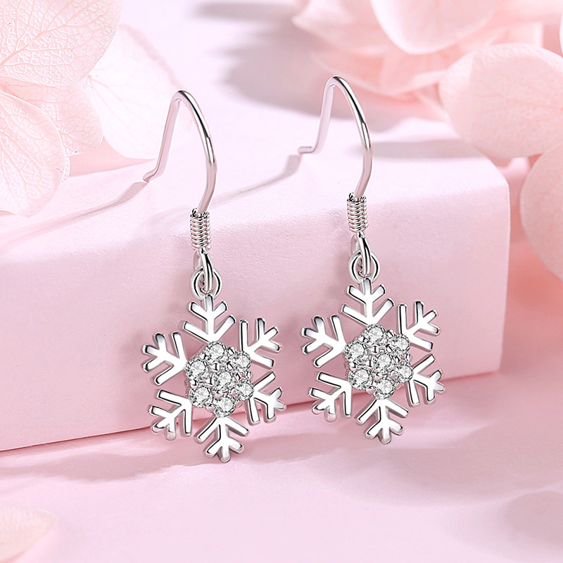 S925 copo de nieve pendientes de cristal de hielo de plata de ley de las mujeres pendientes de borla simples elegantes 2020 nuevos pendientes de moda regalo