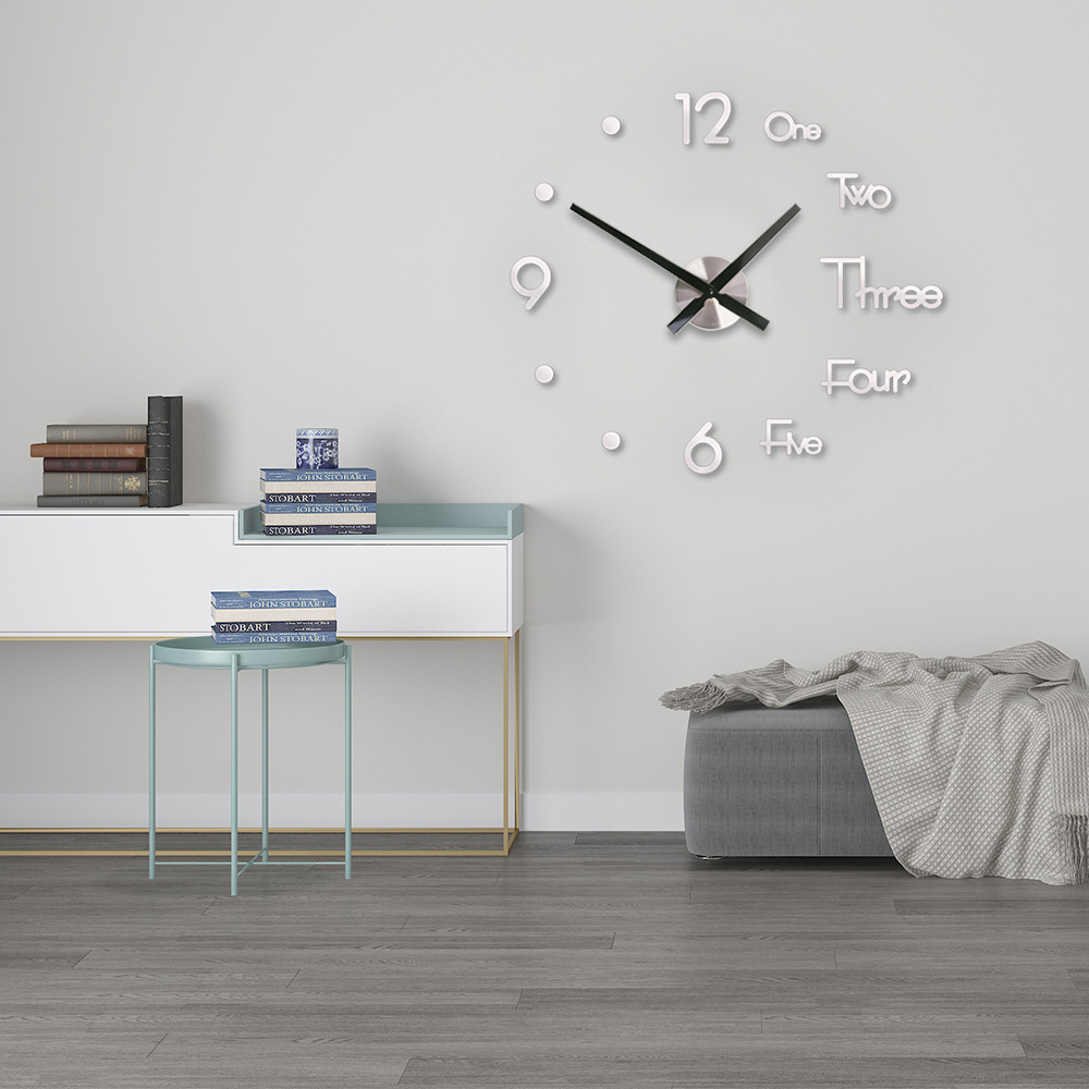 Tiktok mismo Punch-libre etiqueta de la pared reloj DIY estilo europeo simple reloj mudo hogar sala de estar estudio dormitorio Reloj de pared