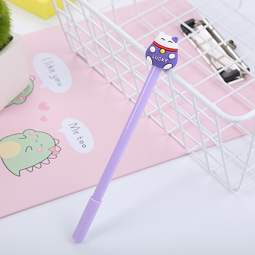 Cute kitten gel pen creative stationery student exam black water pen cat cartoon pen signature pen wholesale